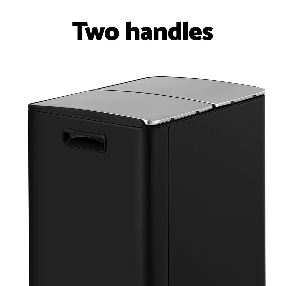 Cefito 60L Dual Compartment Pedal Bin Black