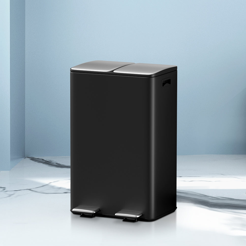 Cefito 60L Dual Compartment Pedal Bin Black