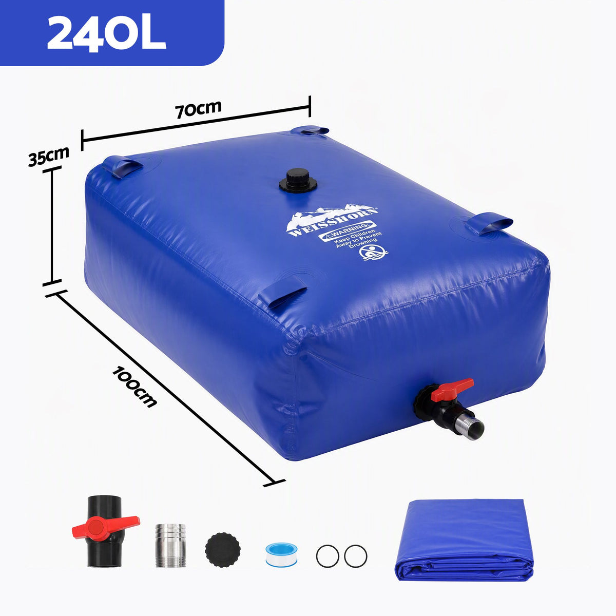 Weisshorn 240L Water Bladder Bag Portable Large Storage Tank Container Camping Outdoor