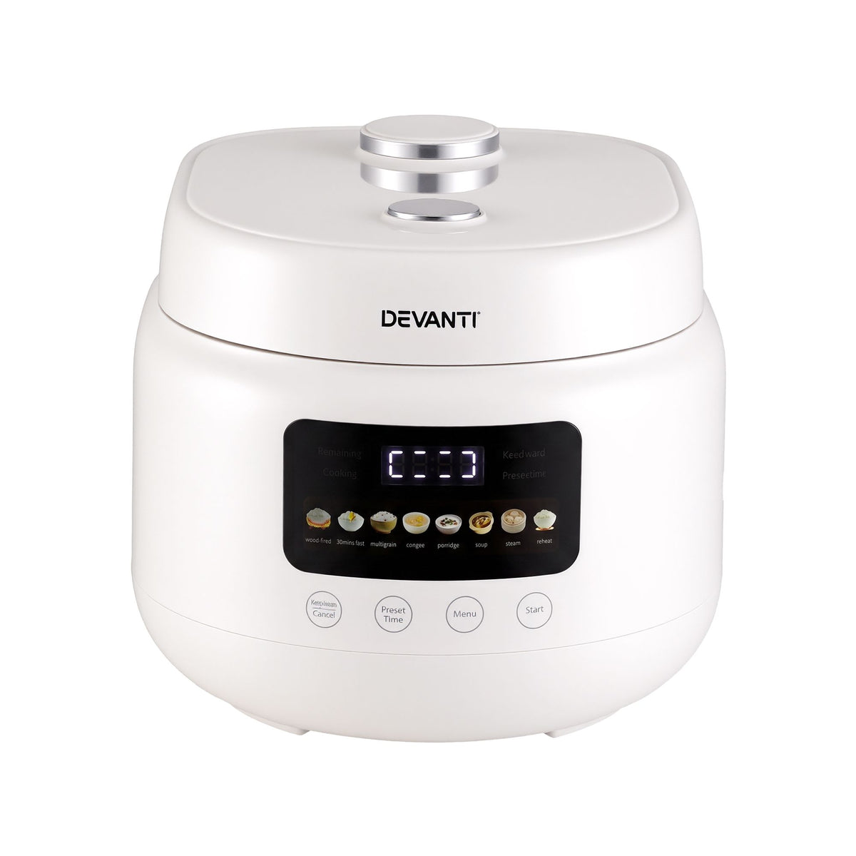Devanti 3L Rice Cooker 6 Cup 8-in-1 Multi Cooker Off-White