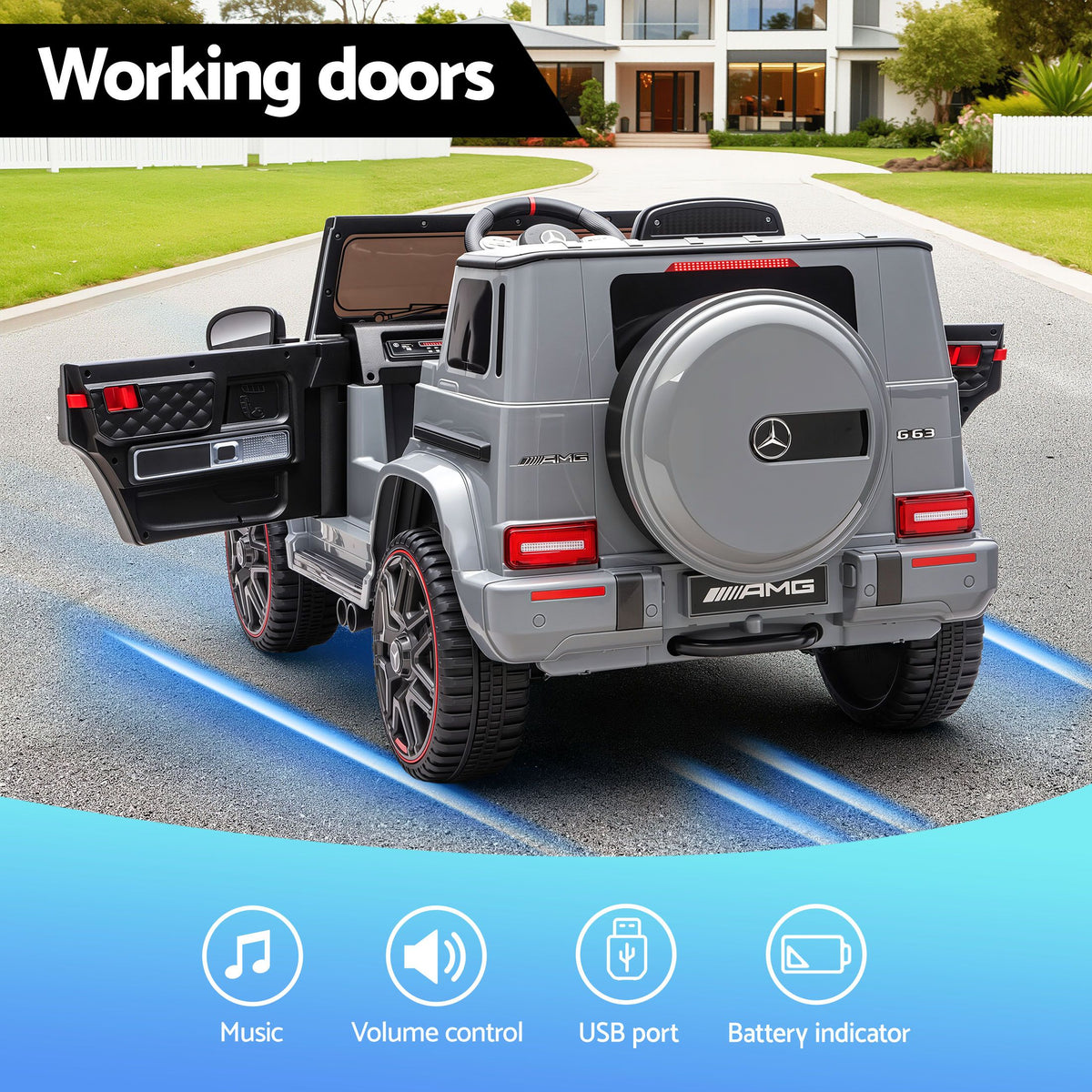 G63 Kids 12V Electric Ride On Car Remote Control Grey