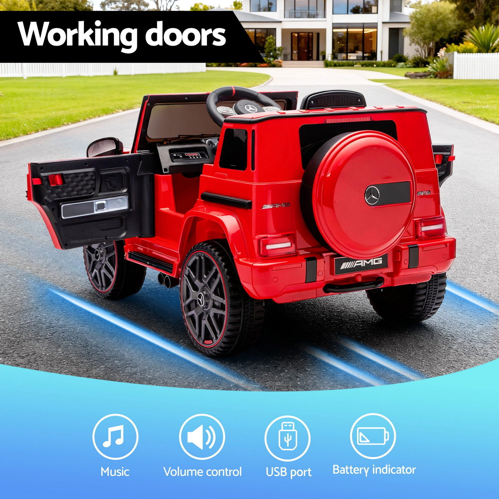 Kids Electric Ride On Car G63 Toy Cars Remote Control Red