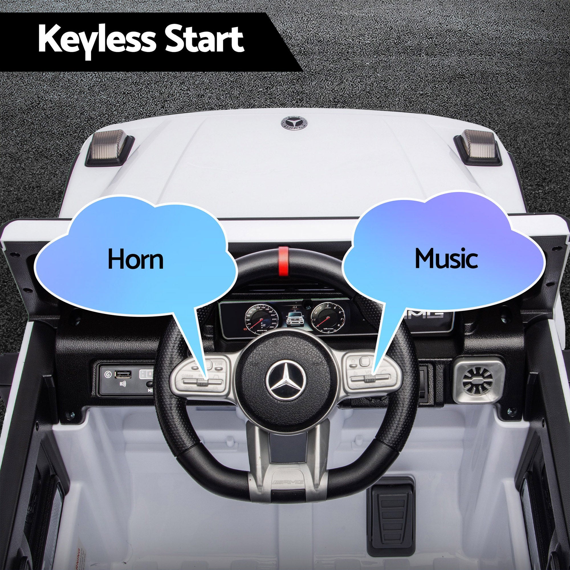 Kids Electric Ride On Car G63 Toy Cars Remote Control White