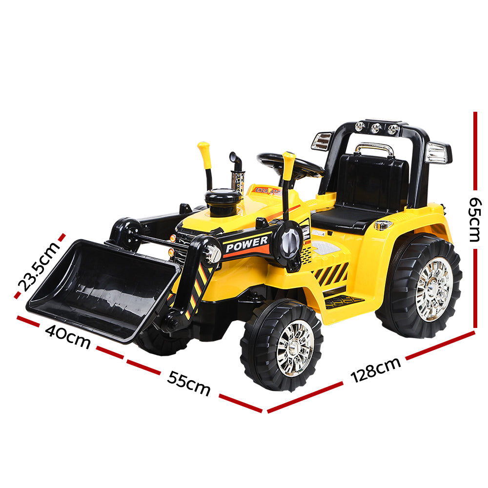 Rigo Kids 6V Electric Ride-On Bulldozer Digger Loader Remote Yellow