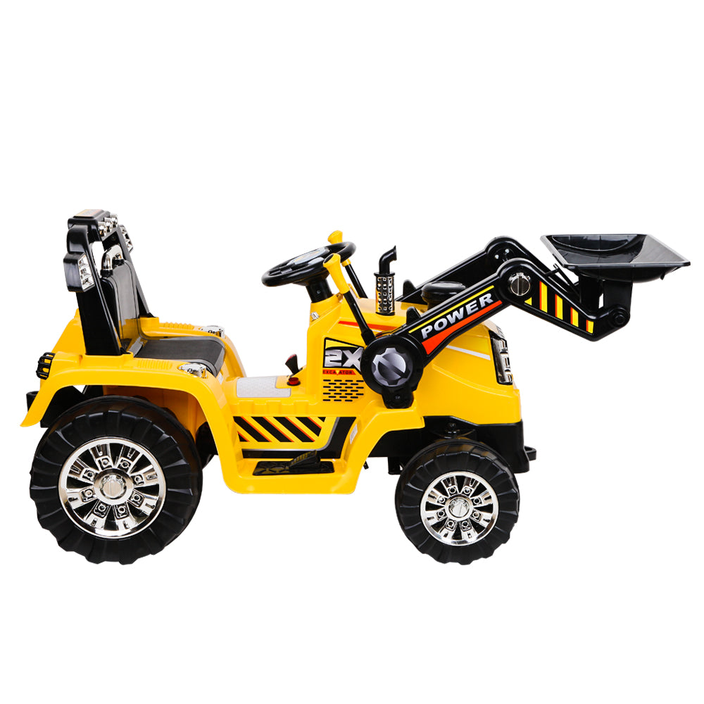 Rigo Kids 6V Electric Ride-On Bulldozer Digger Loader Remote Yellow