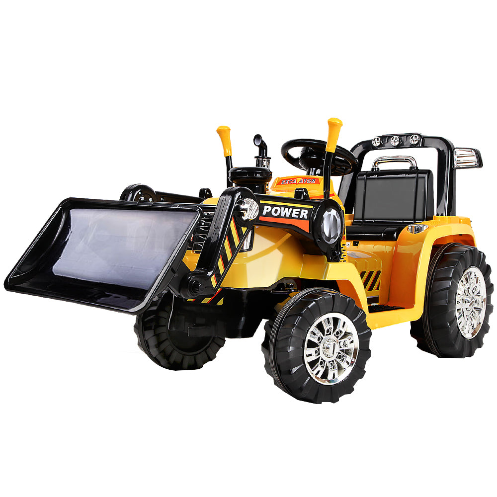 Rigo Kids 6V Electric Ride-On Bulldozer Digger Loader Remote Yellow