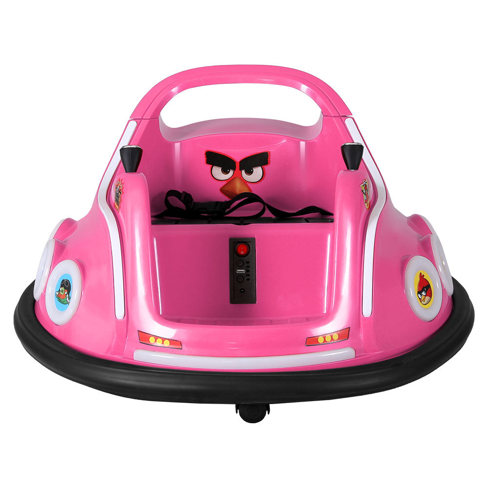 Kids Ride On Car Bumper Electric Toys Cars Light Remote Angry Birds Sticker Pink