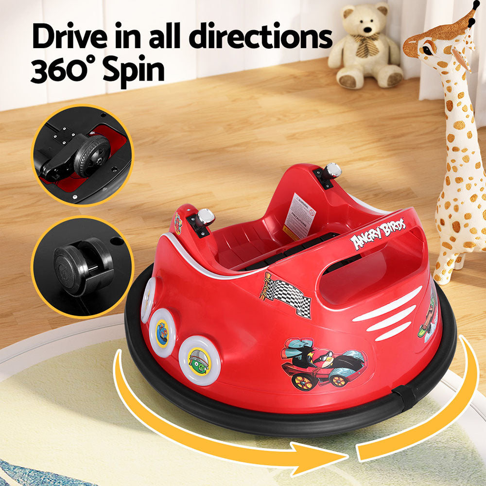 Kids Ride On Car Bumper Electric Toys Cars Light Remote Angry Birds Stickers Red