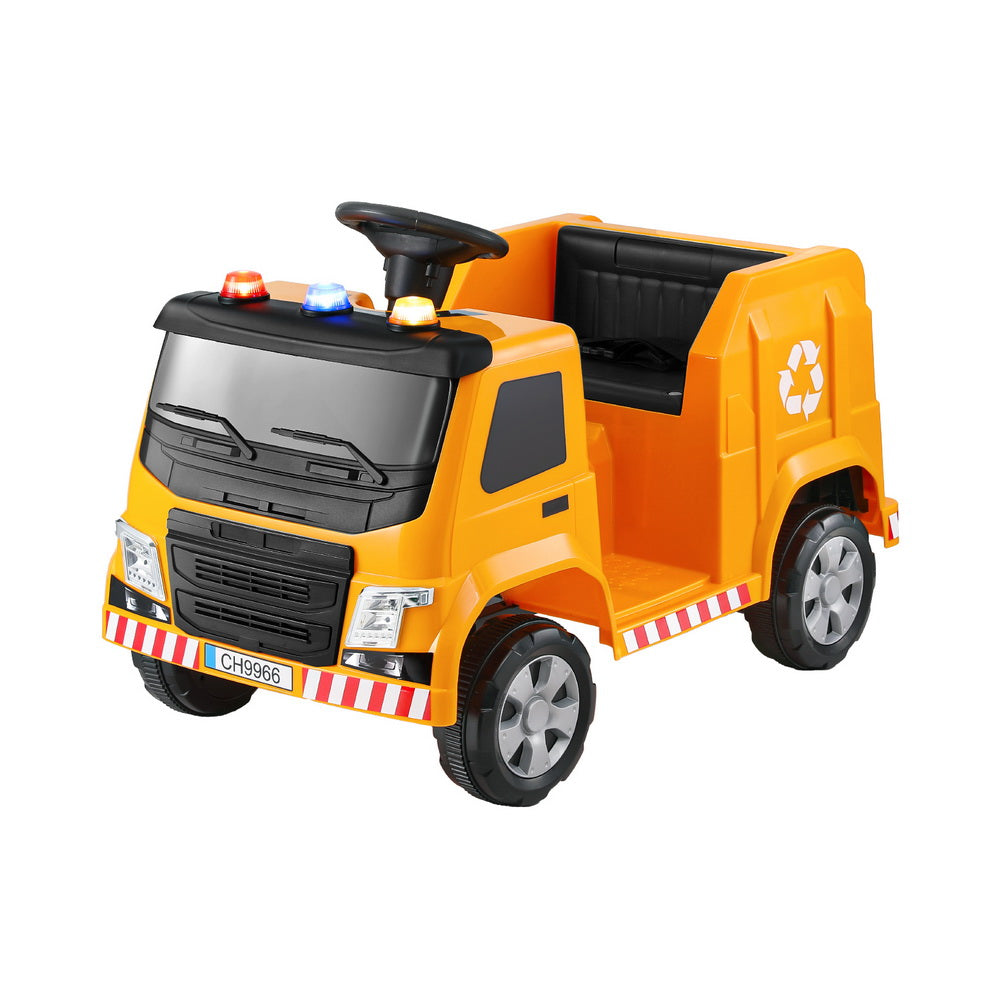 Yellow 12V Ride On Garbage Truck w/ Remote & Lights – Rigo