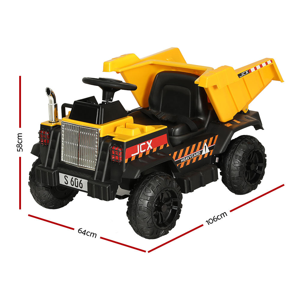 Rigo 12V Kids Electric Ride-On Dump Truck Yellow