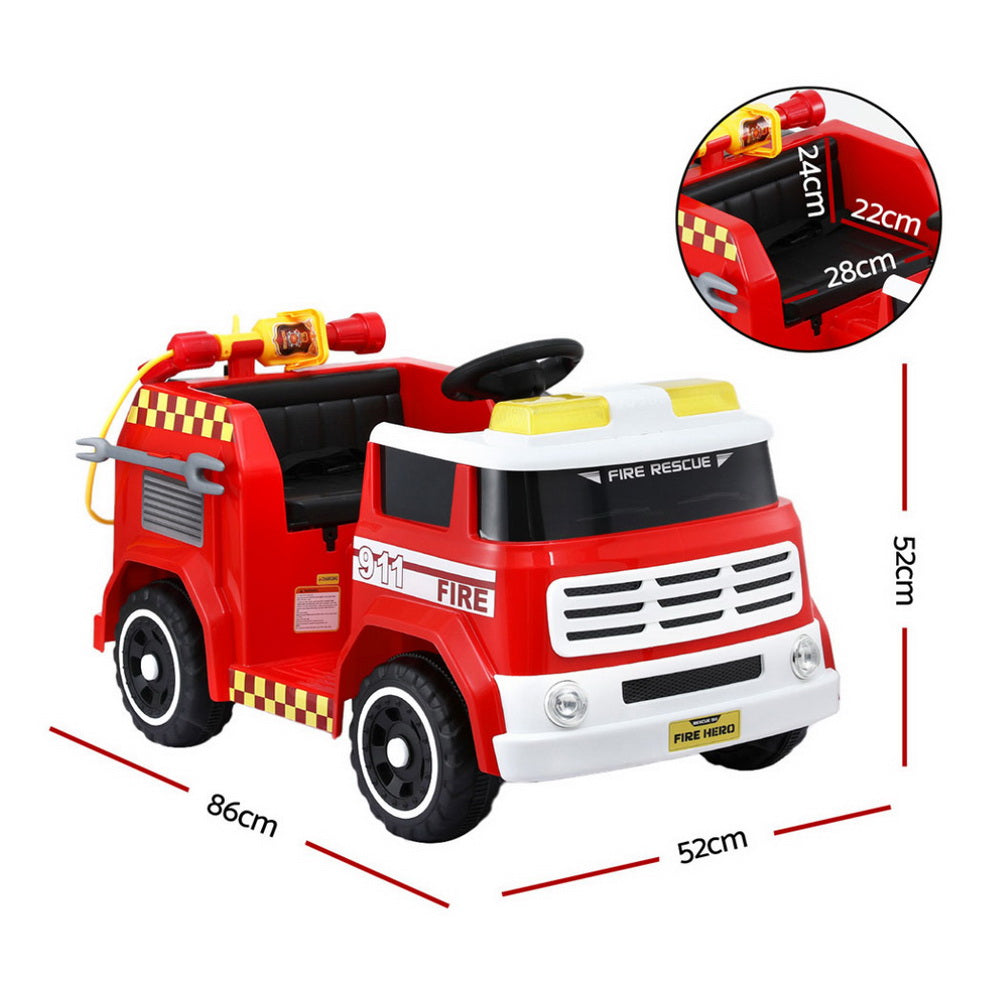 Rigo Kids Electric Fire Truck Ride-On with Water Gun and Music Red