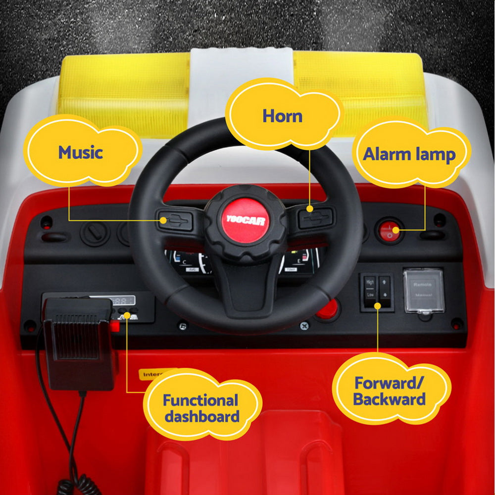 Rigo Kids Electric Fire Truck Ride-On with Water Gun and Music Red
