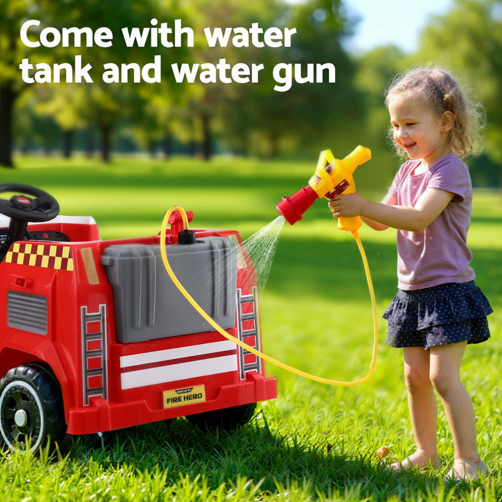 Rigo Kids Electric Fire Truck Ride-On with Water Gun and Music Red