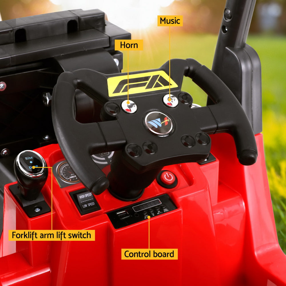 Rigo Kids 12V Electric Ride On Forklift Loader Red
