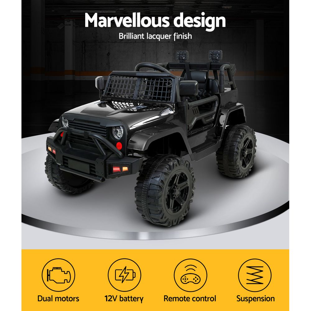 Rigo 12V Kids Electric Ride-On Jeep Black
