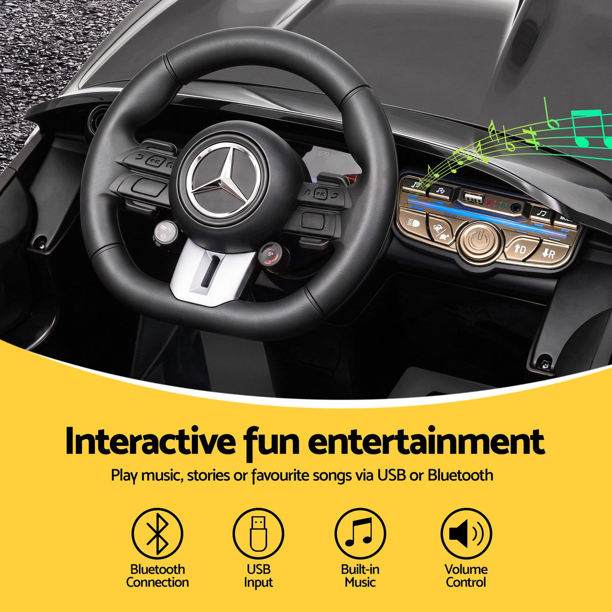 Mercedes-Benz AMGC63 Kids Ride On Car 12V Electric Black