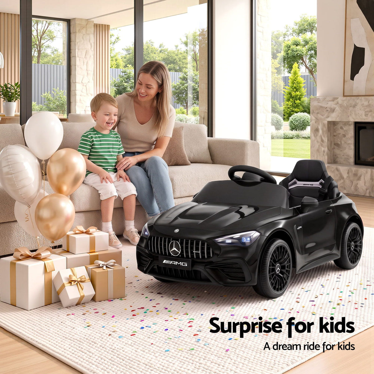 Mercedes-Benz AMGC63 Kids Ride On Car 12V Electric Black