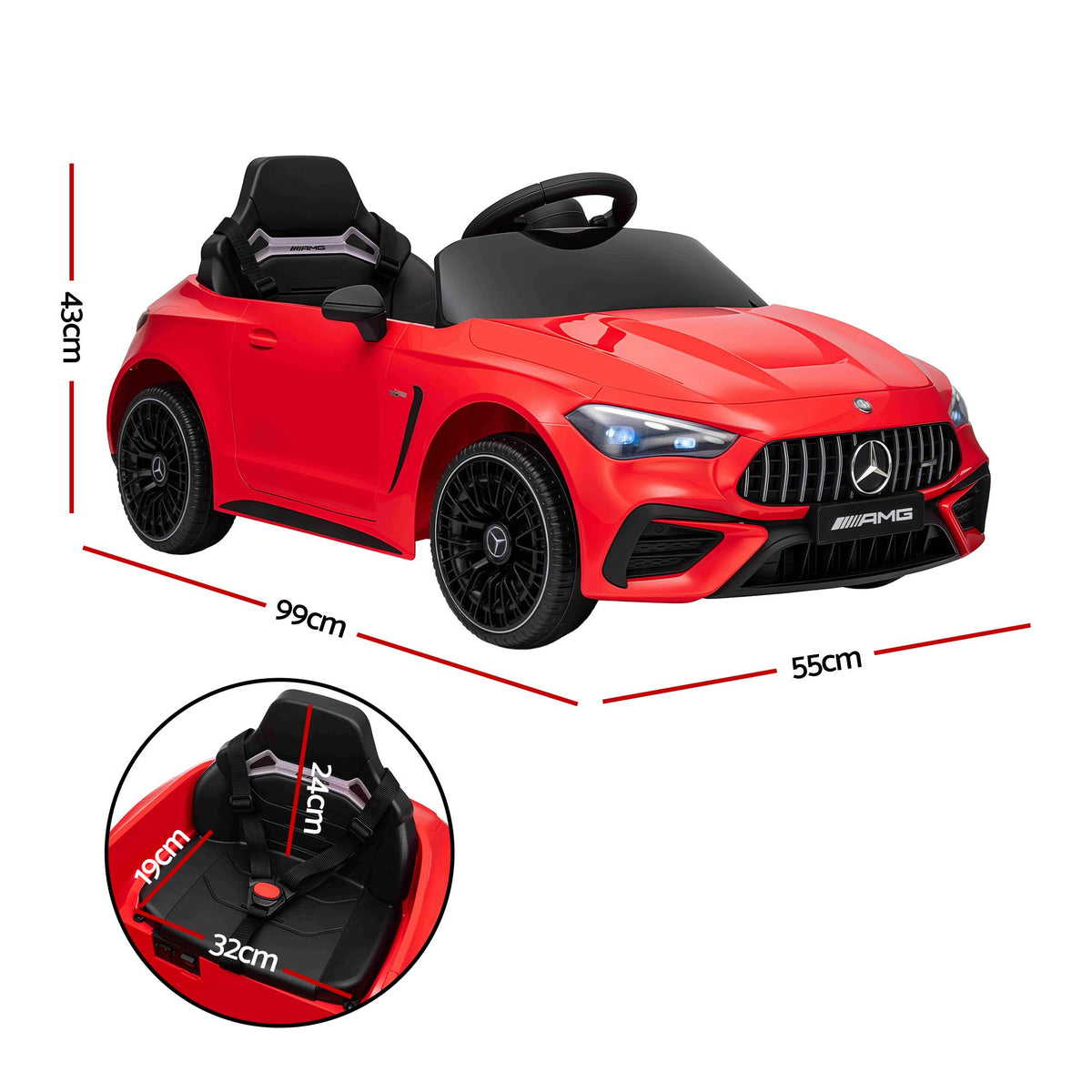 Mercedes-Benz AMGC63 Kids Ride On Electric Car 12V Red