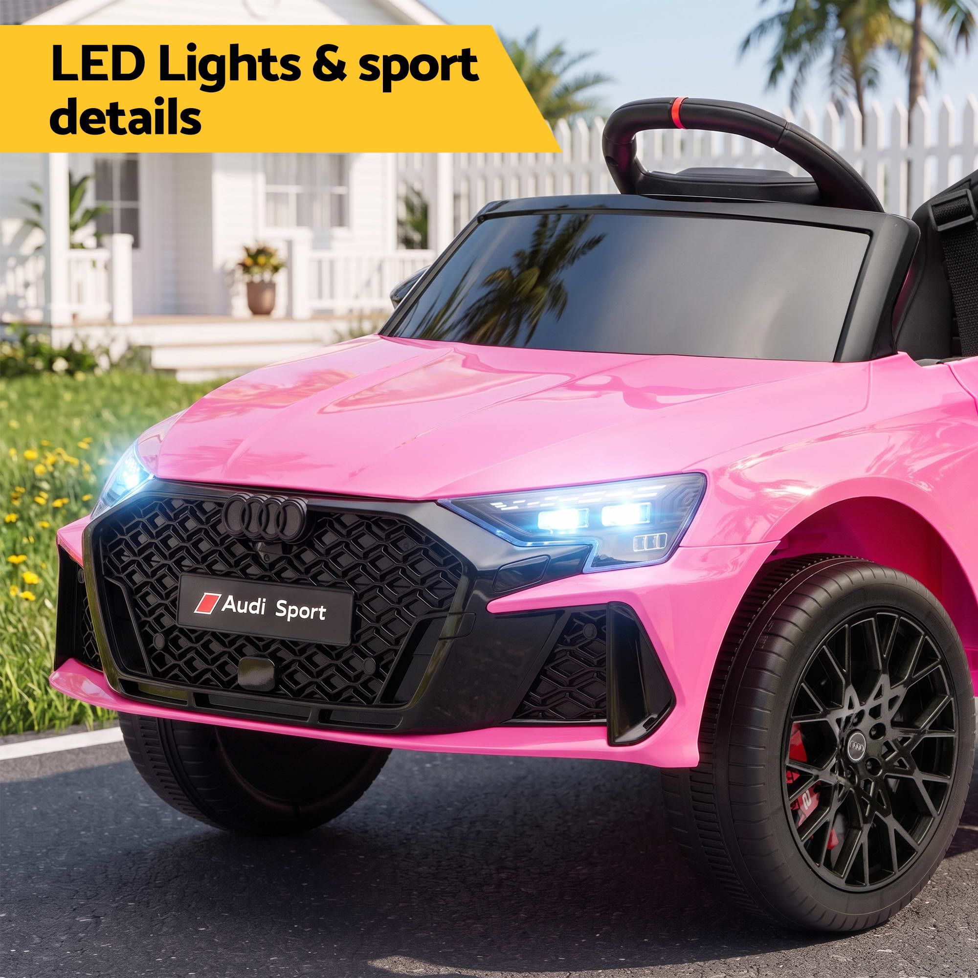 Ride On Car Licensed Audi RS3 Car for Kids 12V Remote Control Pink