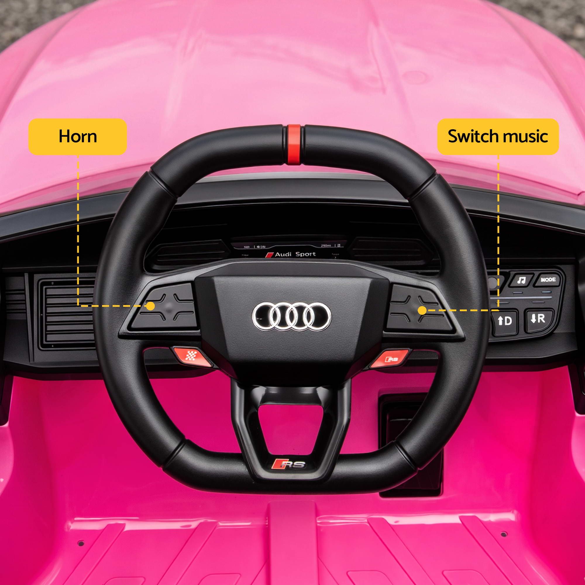 Ride On Car Licensed Audi RS3 Car for Kids 12V Remote Control Pink