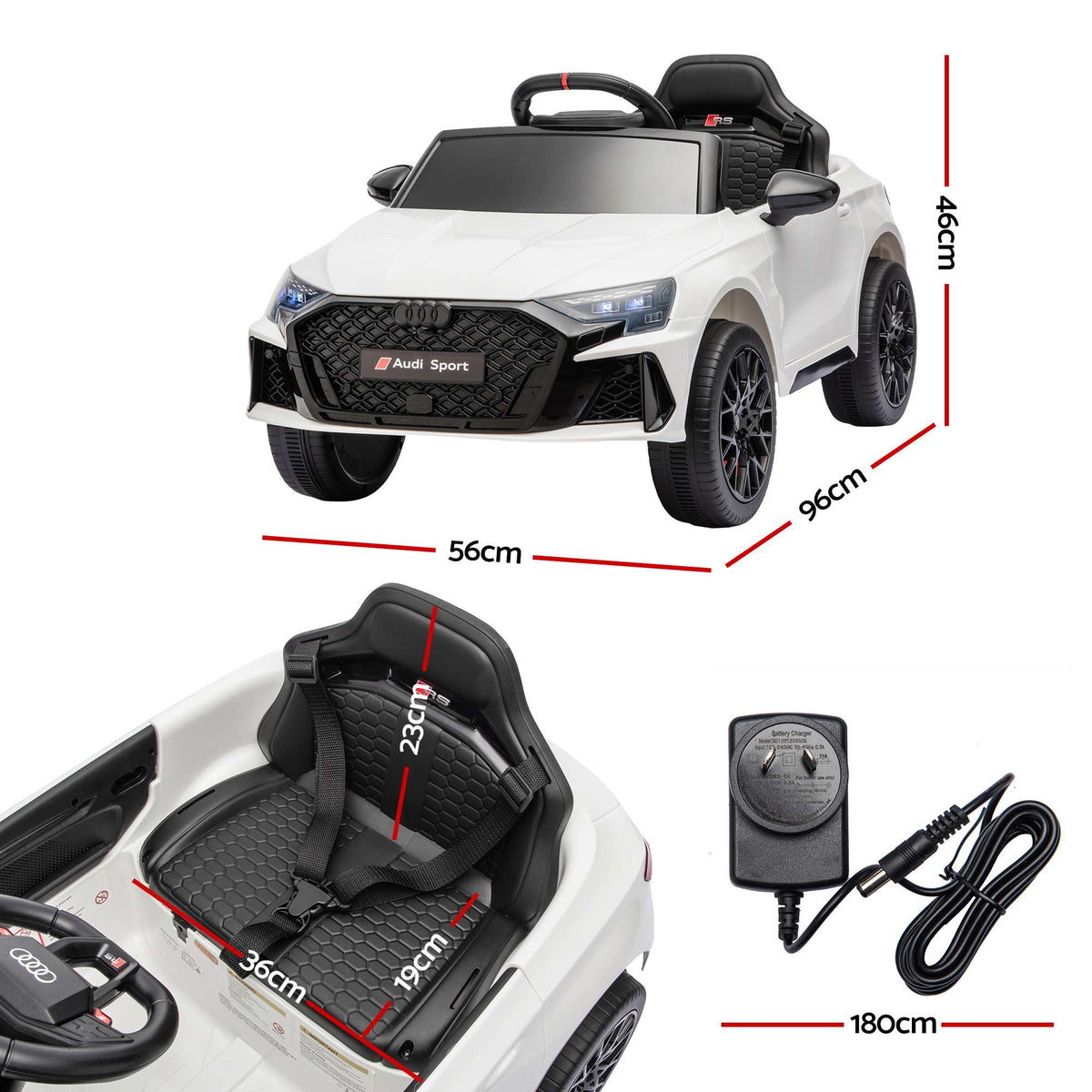 Audi RS3 Kids Ride On Car 12V Remote Control White