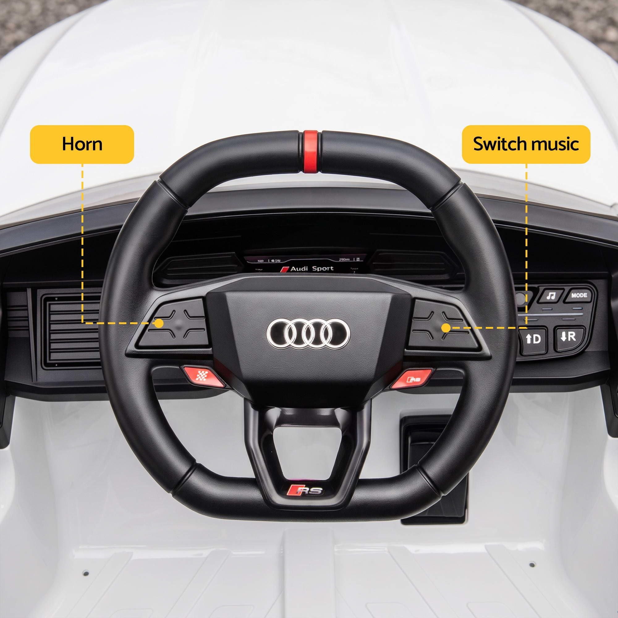 Ride On Car Licensed Audi RS3 Car for Kids 12V Remote Control White