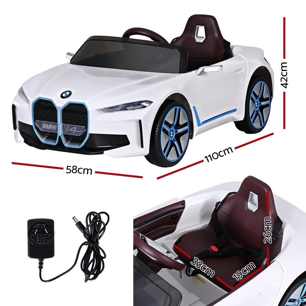 BMW I4 Kids Ride On Car 12V Electric Remote Control White