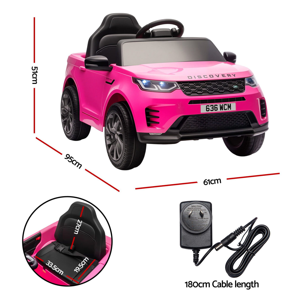 Land Rover Kids Ride On Car 12V Electric Remote Control Pink