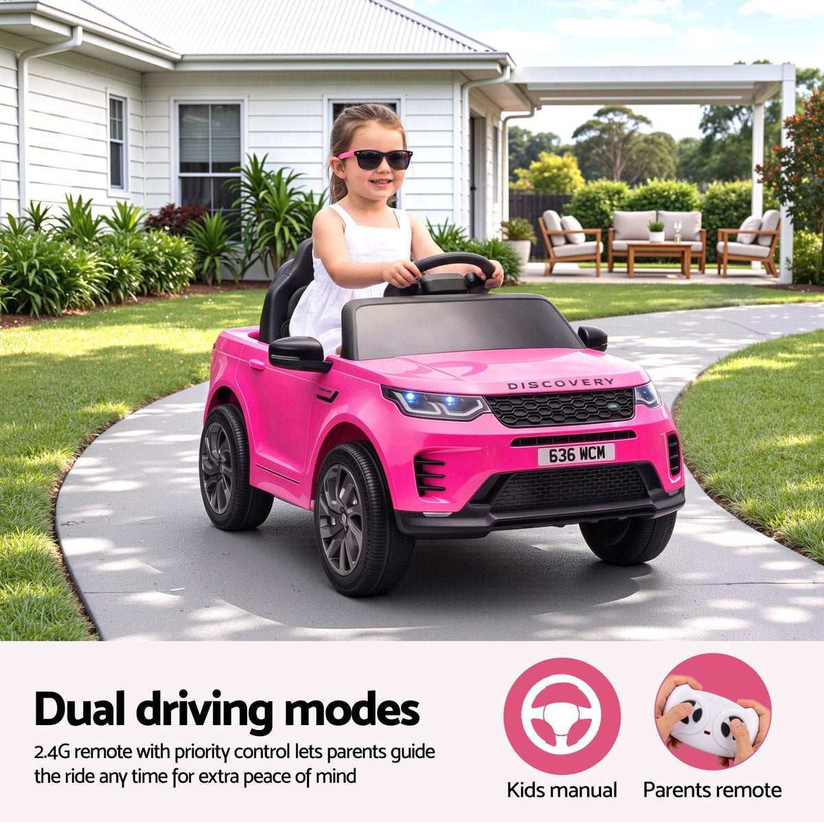 Land Rover Kids Ride On Car 12V Electric Remote Control Pink