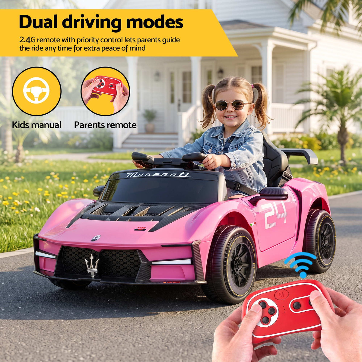 MCXtrema Maserati Licensed Kids Ride On Car 12V Pink