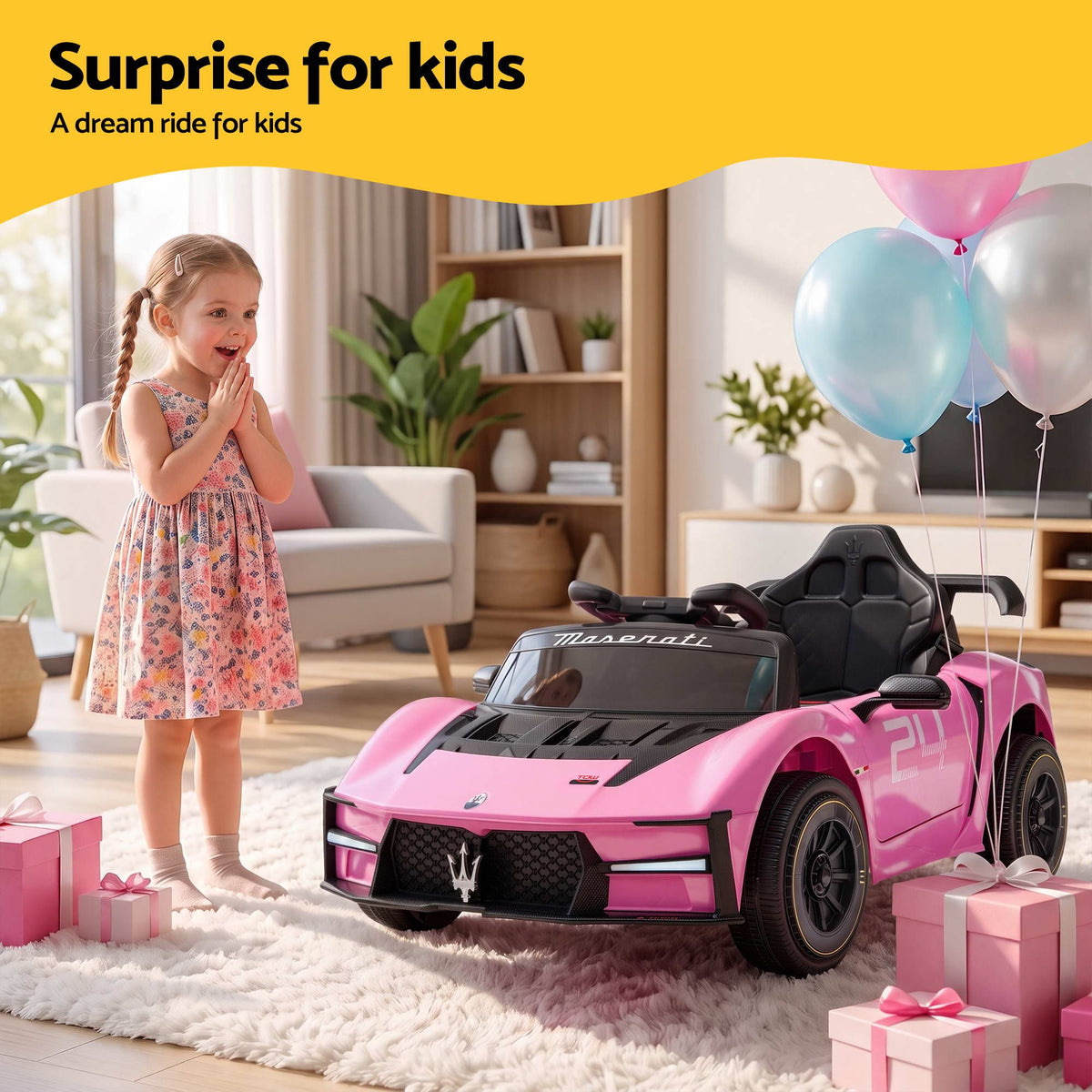 MCXtrema Maserati Licensed Kids Ride On Car 12V Pink