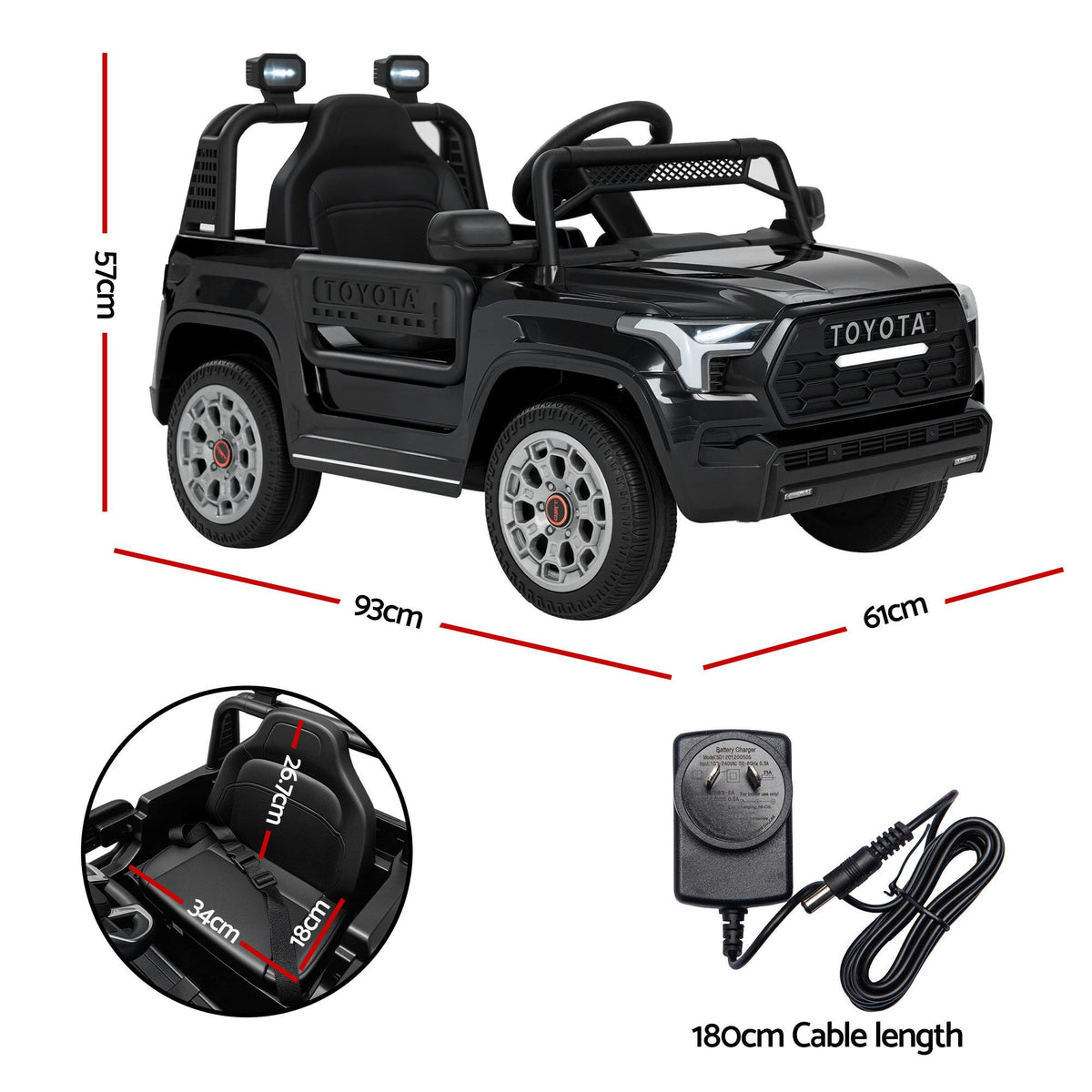 Toyota Sequoia TRD Pro Kids Ride On Car 12V Remote Control Black