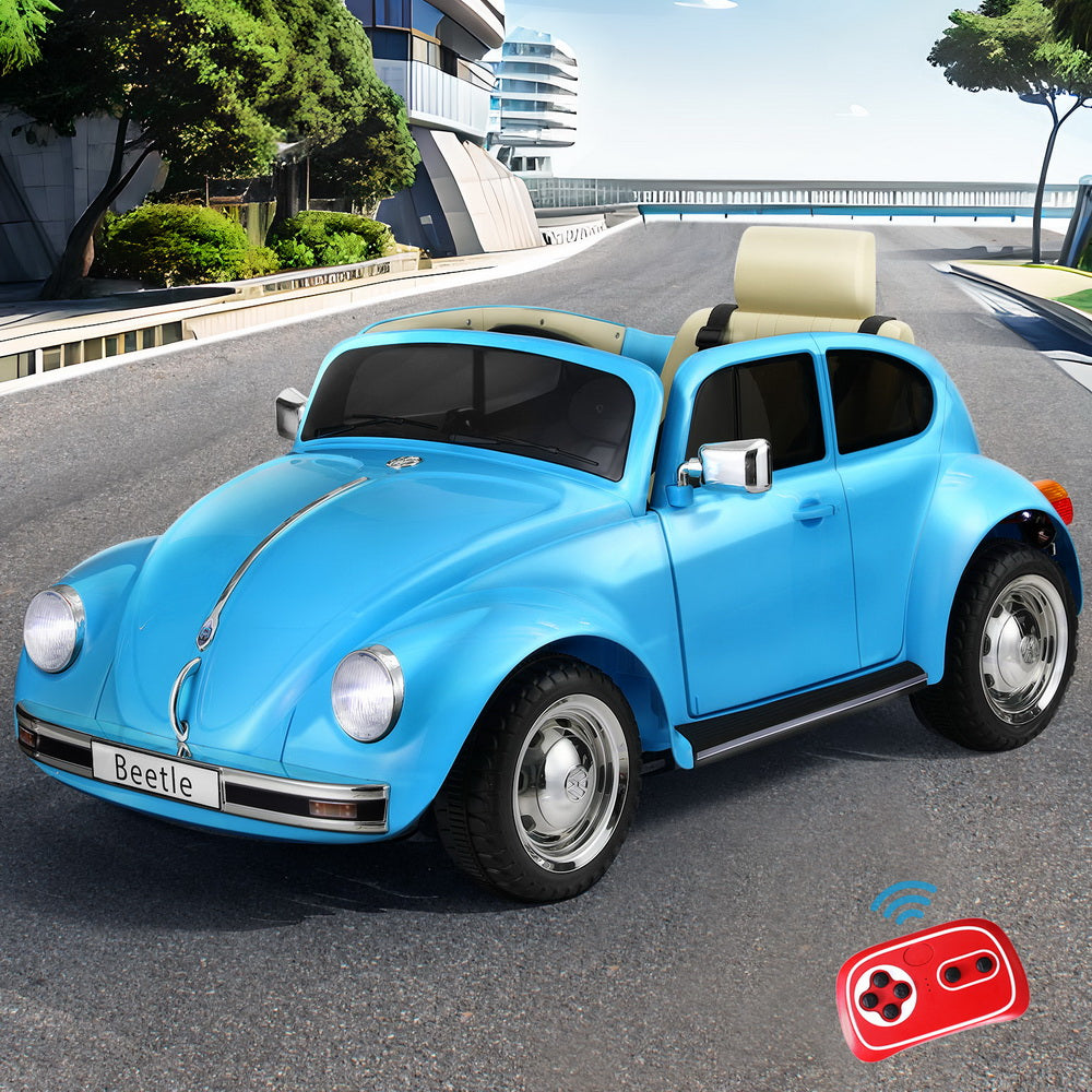 Kids Ride On Car Licensed Volkswagen Beetle Electric Toys Horn Remote 6V Blue