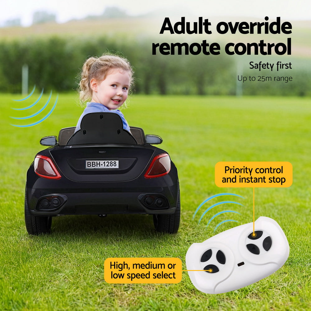 Rigo 12V Kids Electric Ride-On Car Black Remote Control Music