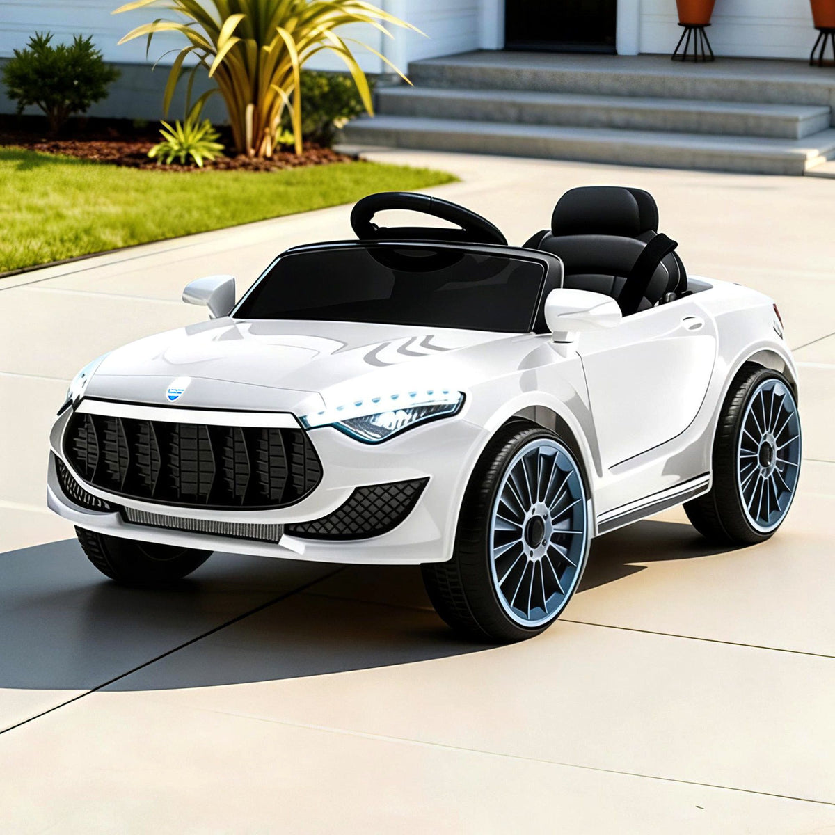 Rigo Kids Electric Ride On Car 12V with Remote Control White
