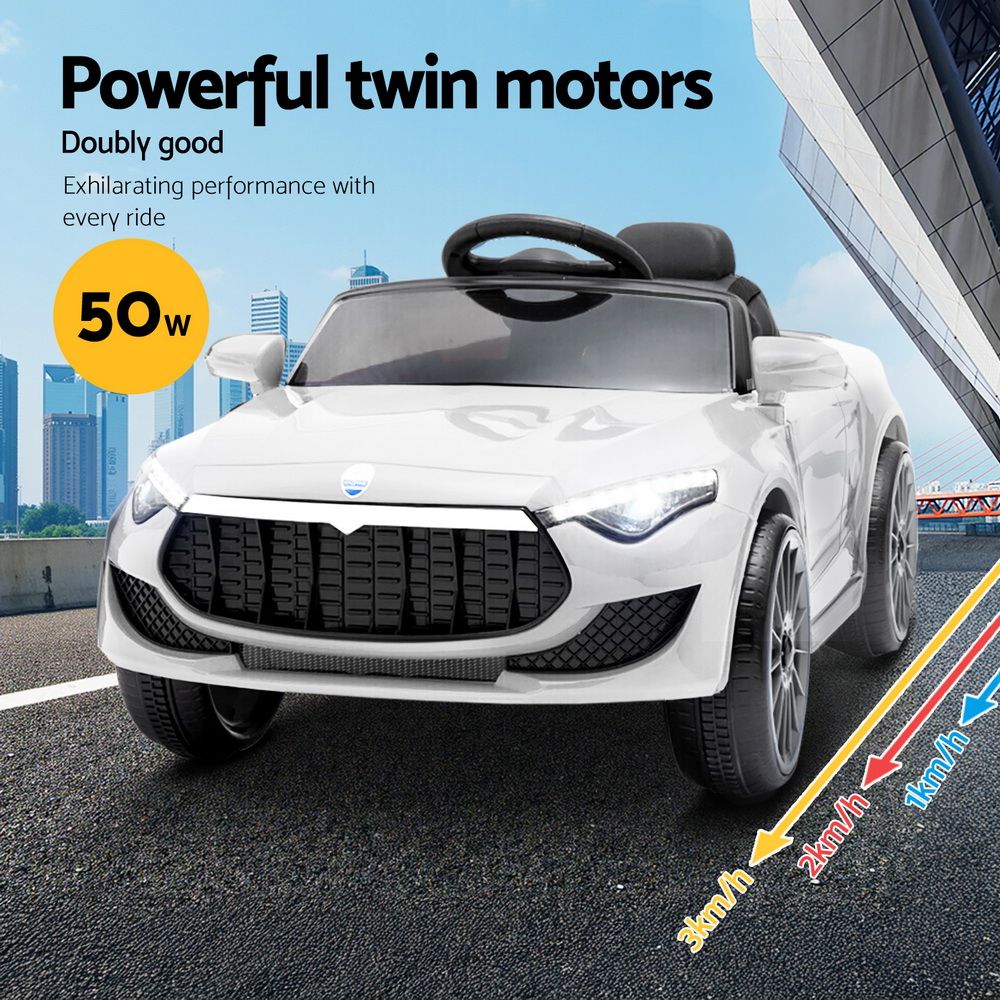 Rigo Kids Electric Ride On Car 12V with Remote Control White