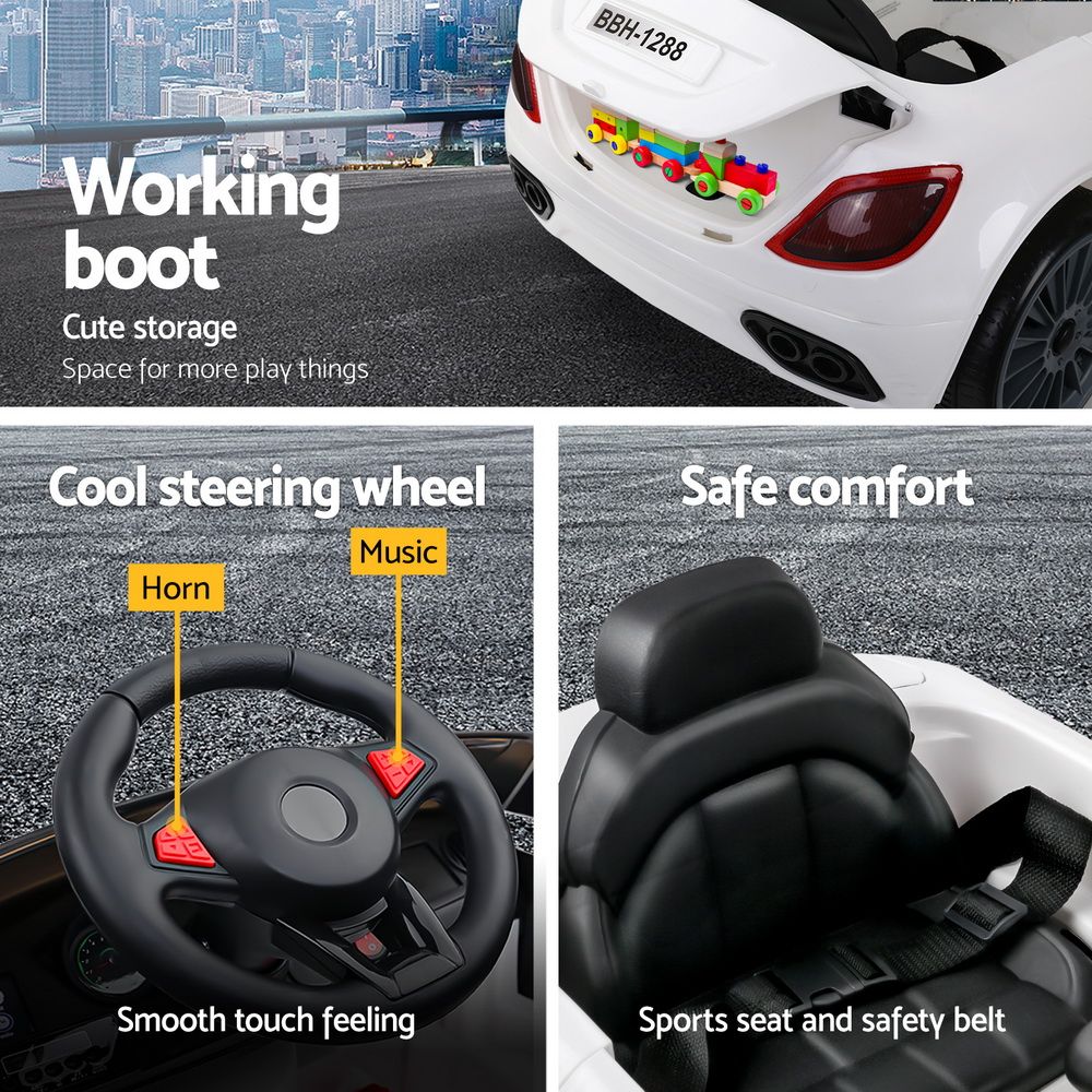 Rigo Kids Electric Ride On Car 12V with Remote Control White