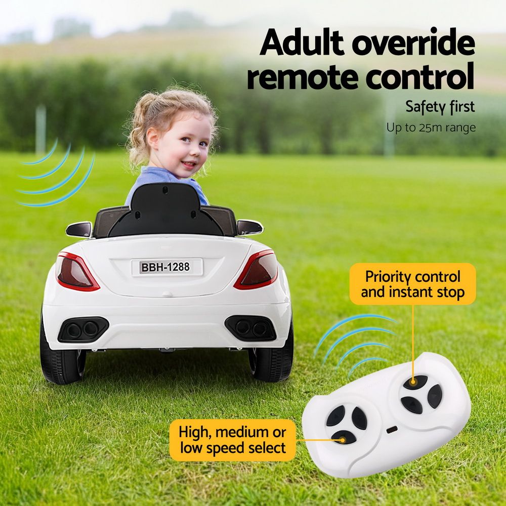 Rigo Kids Electric Ride On Car 12V with Remote Control White