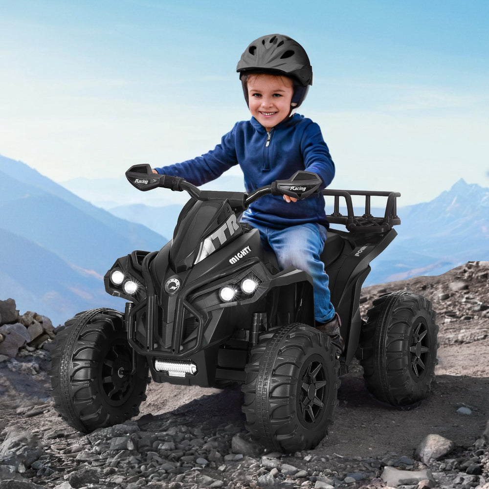 Rigo Kids Ride On Car ATV Quad Motorbike Storage Rack Electric Toys 12V Black