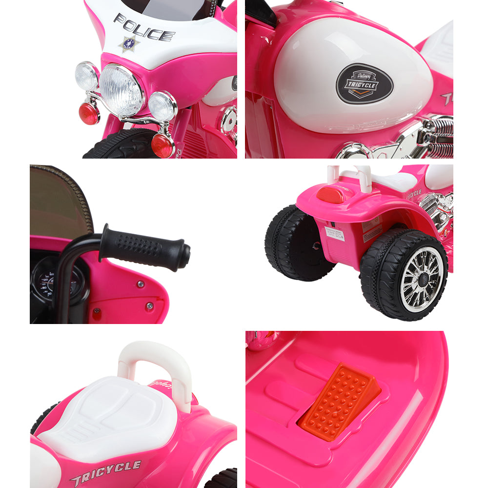 Rigo Kids 6V Electric Ride-On Police Motorcycle Pink