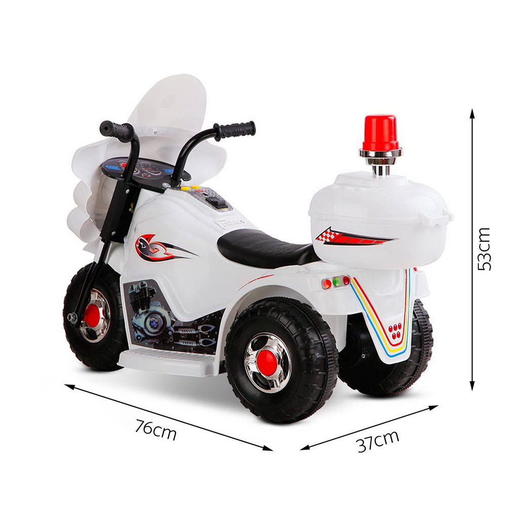 Rigo Kids Electric Ride On Police Motorcycle 6V Battery White