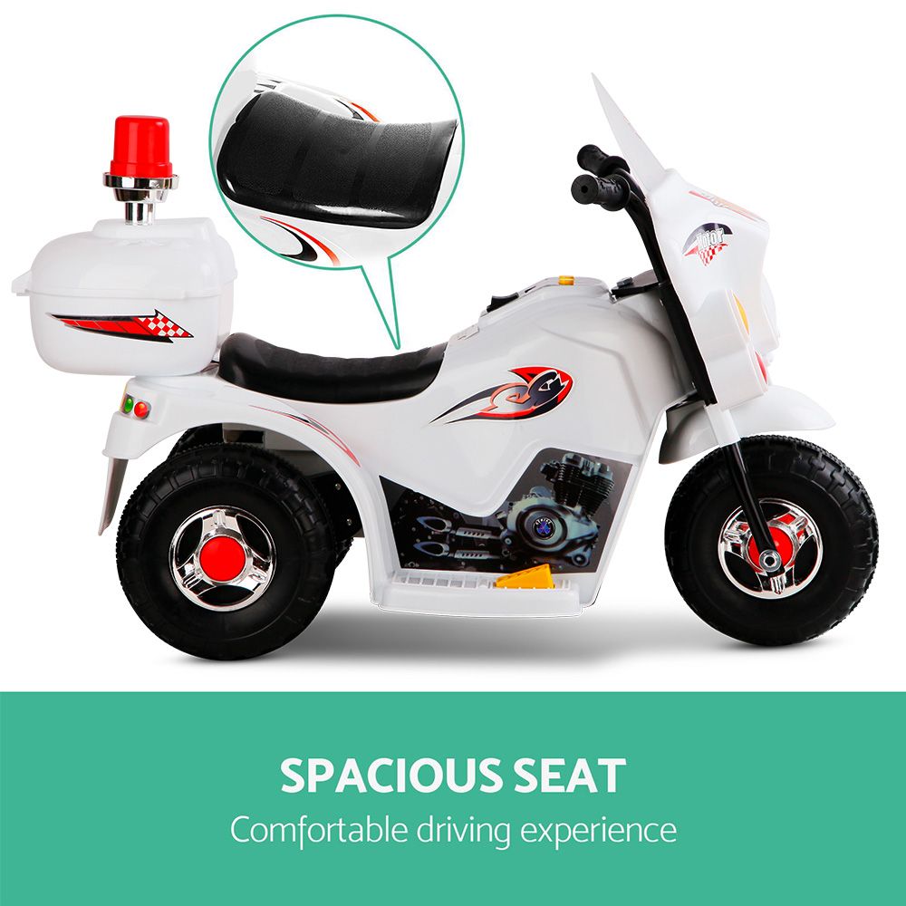 Rigo Kids Electric Ride On Police Motorcycle 6V Battery White