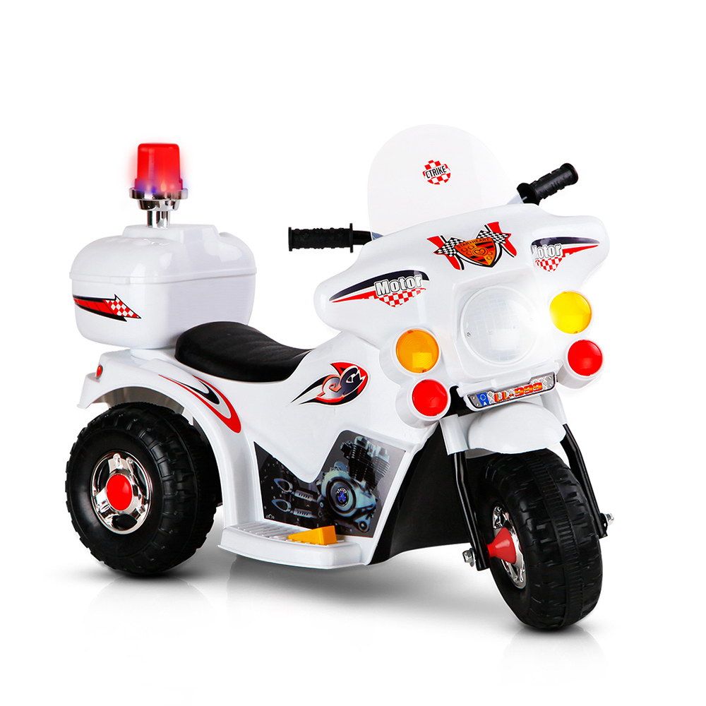 Rigo Kids Electric Ride On Police Motorcycle 6V Battery White