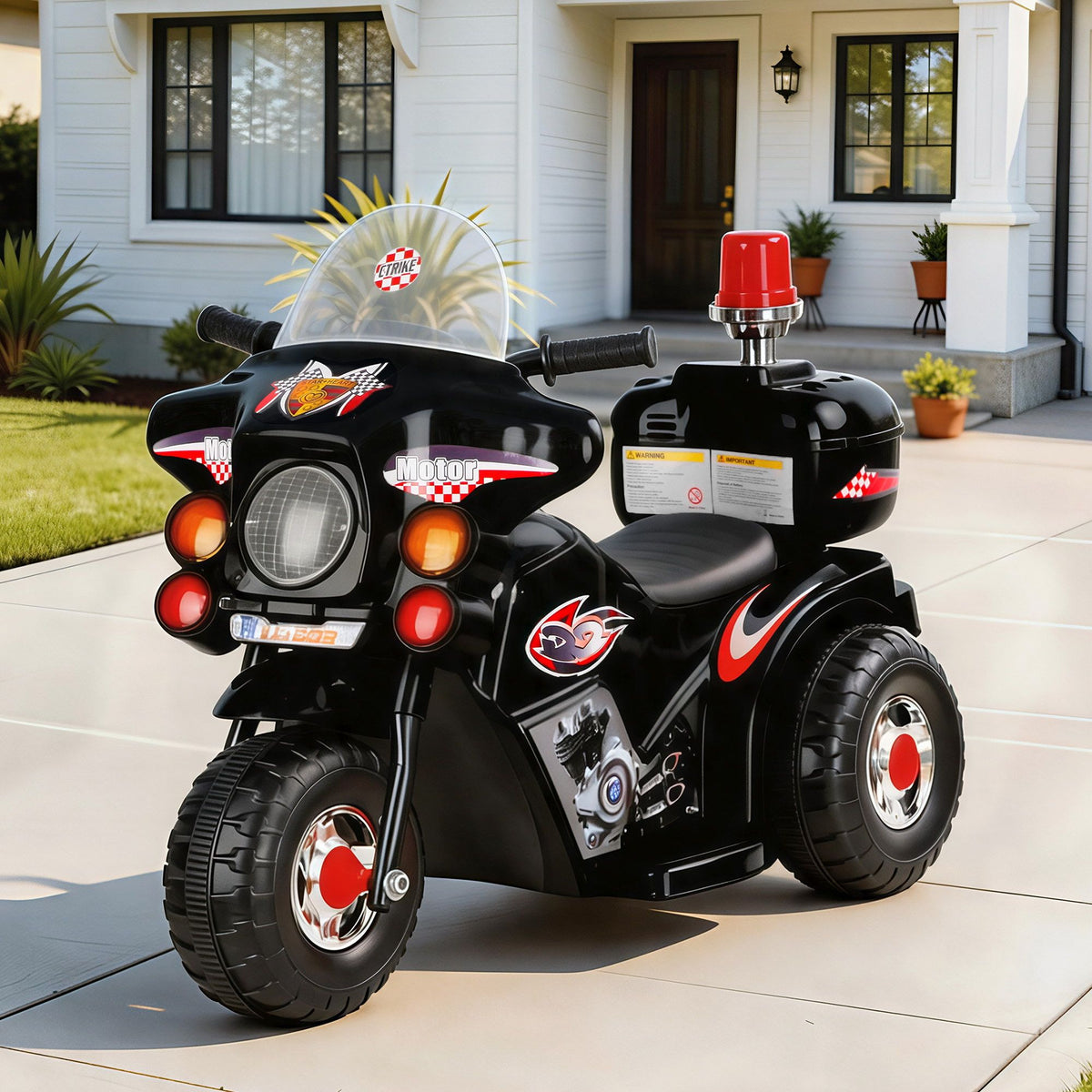 Rigo Kids Electric Ride On Police Motorcycle 6V Black