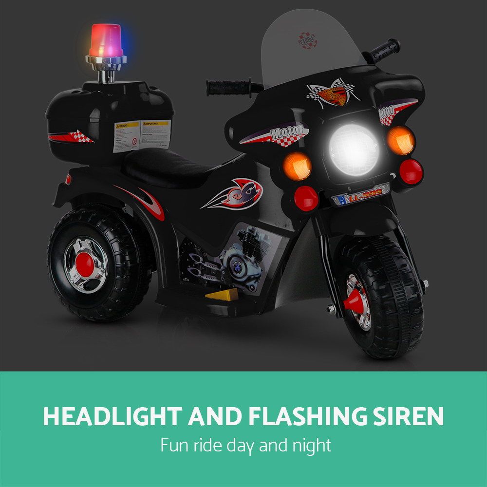 Rigo Kids Electric Ride On Police Motorcycle 6V Black