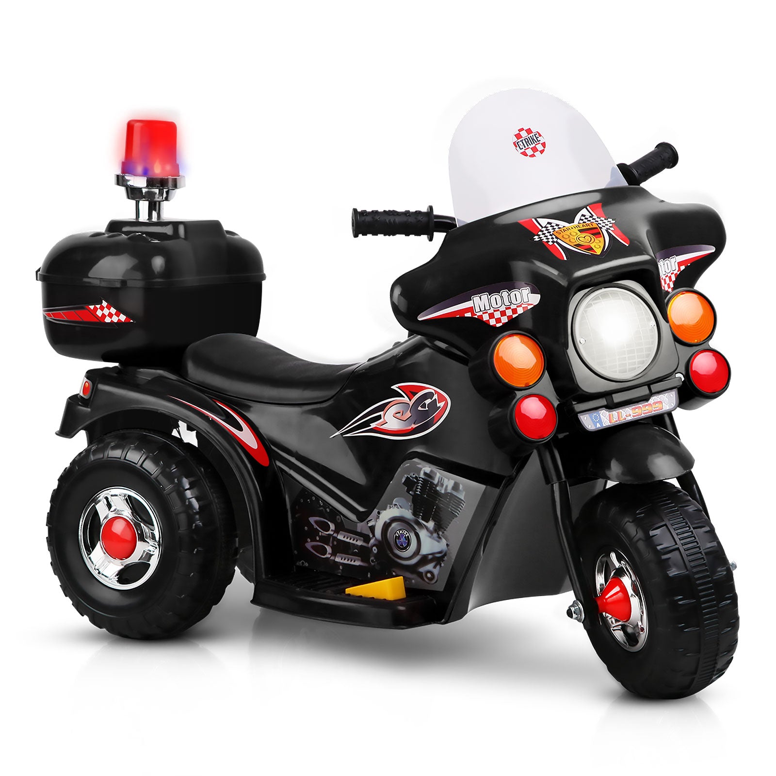 Rigo Kids 6V Electric Police Motorcycle Black