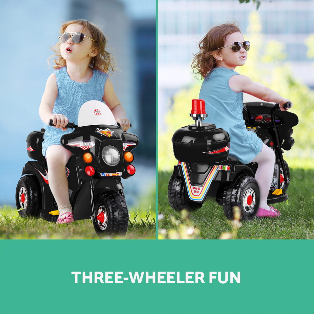 Rigo Kids 6V Electric Police Motorcycle Black
