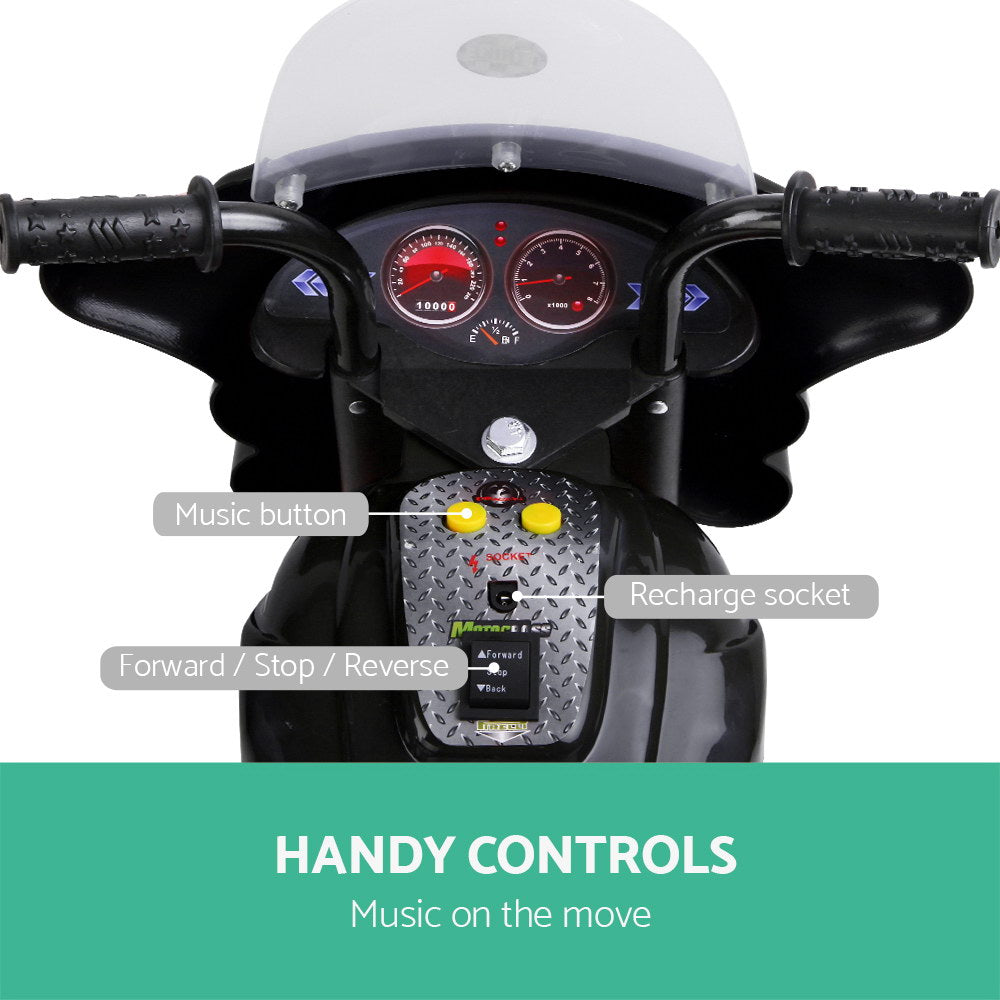 Rigo Kids 6V Electric Police Motorcycle Black