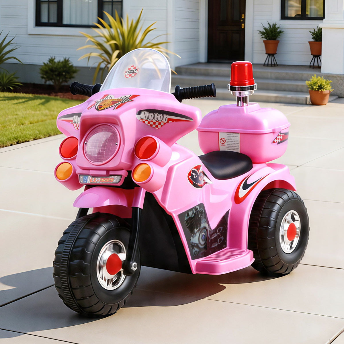 Rigo Kids Electric Police Motorbike Ride On 6V Pink