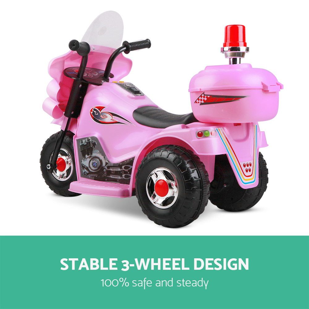 Rigo Kids Electric Police Motorbike Ride On 6V Pink